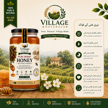 Village Naturals Pure Berry Honey – Raw & Natural Berry Blossom Honey | 1000g