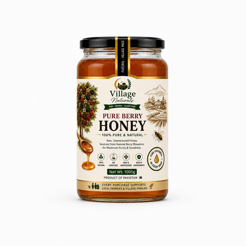 Village Naturals Pure Berry Honey – Raw & Natural Berry Blossom Honey | 1000g