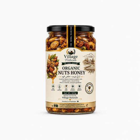 Village Naturals Organic Nuts Honey – Premium Dry Fruits Infused with Pure Natural Honey | 500g