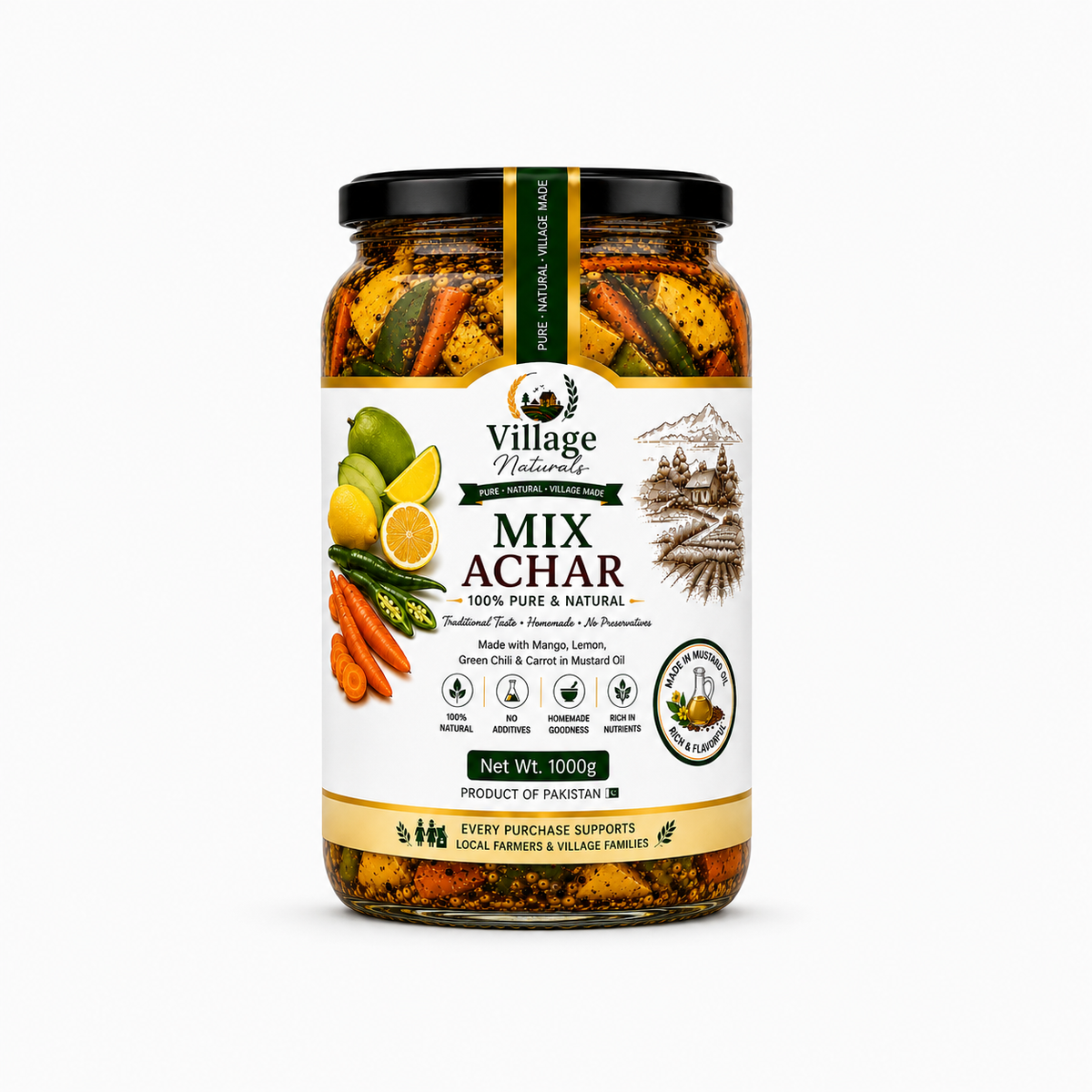 Village Naturals Mix Achar – Traditional Homemade Pickle in Mustard Oil | 1kg